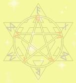 andred/herne symbol - pentacle on hexagram gods' names in runes